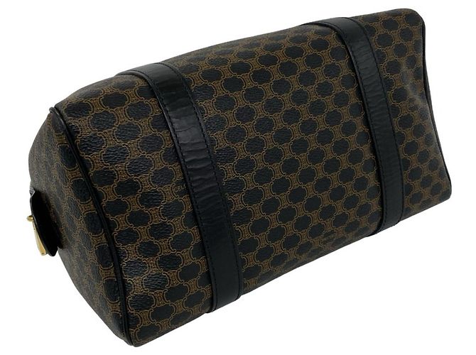 Triomphe Céline Celine Macadam Blazon Pattern Mini Boston Bag Brown Black - view 7