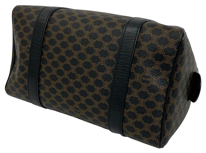 Triomphe Céline Celine Macadam Blazon Pattern Mini Boston Bag Brown Black - view 8