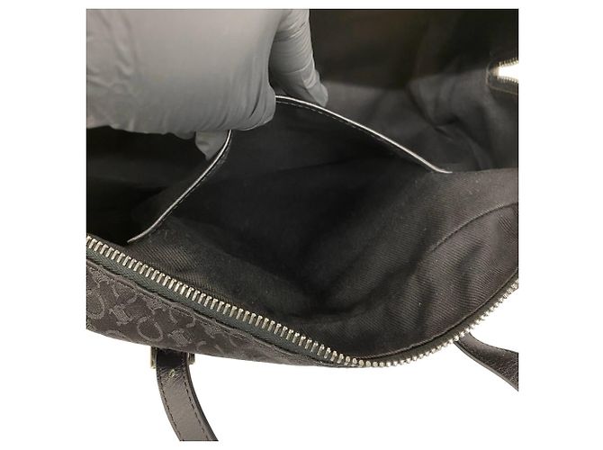 Triomphe Céline Bolso Celine C Macadam Blazon Canvas Leather Negro - vista 10