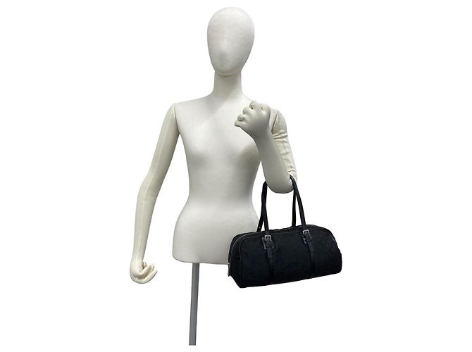 Triomphe Céline Bolso Celine C Macadam Blazon Canvas Leather Negro - vista 2