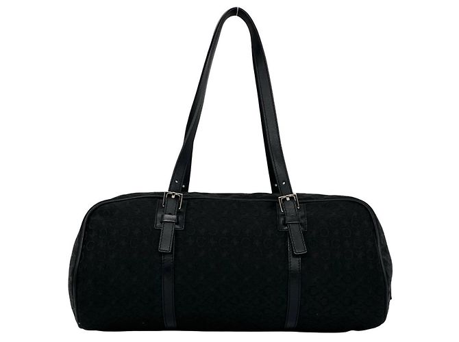 Triomphe Céline Bolso Celine C Macadam Blazon Canvas Leather Negro - vista 3