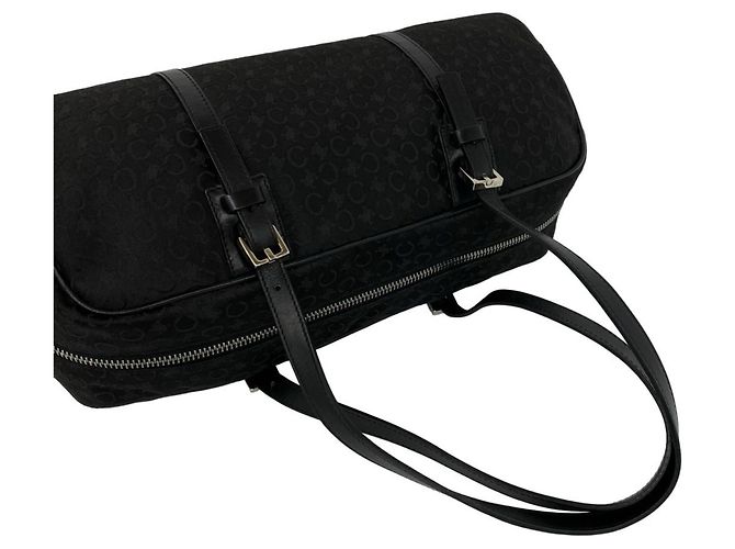 Triomphe Céline Bolso Celine C Macadam Blazon Canvas Leather Negro - vista 4