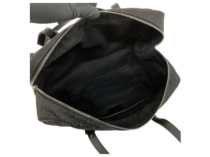 Triomphe Céline Bolso Celine C Macadam Blazon Canvas Leather Negro - vista 9