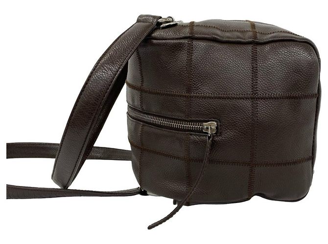 Borsa semi-spalla Chanel Chocolate Bar Logo Marrone - vista 5