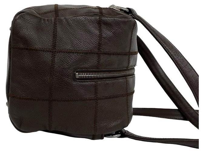 Borsa semi-spalla Chanel Chocolate Bar Logo Marrone - vista 6