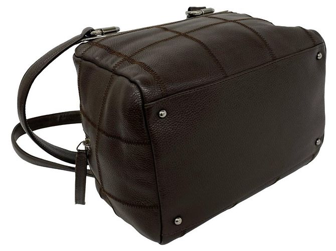 Borsa semi-spalla Chanel Chocolate Bar Logo Marrone - vista 7
