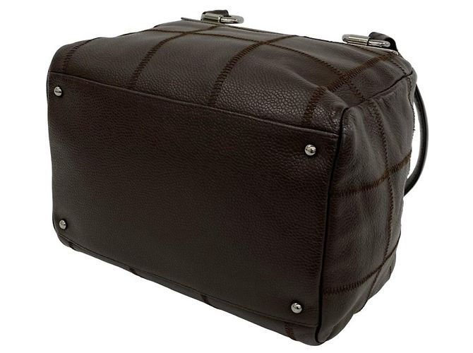 Borsa semi-spalla Chanel Chocolate Bar Logo Marrone - vista 8