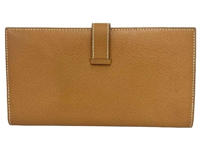 Hermès Portafoglio lungo Hermes Vintage Bearn in pelle Courchevel Marrone - vista 2