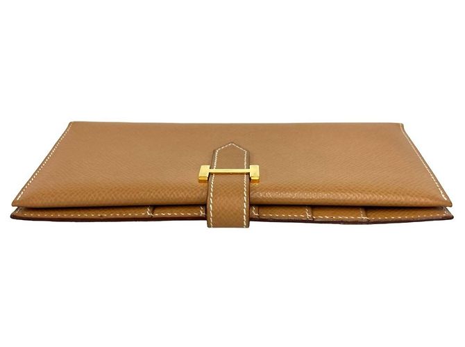 Hermès Portafoglio lungo Hermes Vintage Bearn in pelle Courchevel Marrone - vista 3