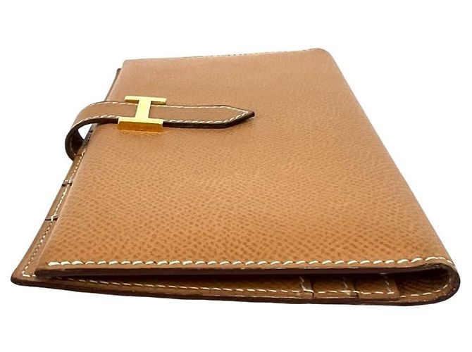 Hermès Portafoglio lungo Hermes Vintage Bearn in pelle Courchevel Marrone - vista 4