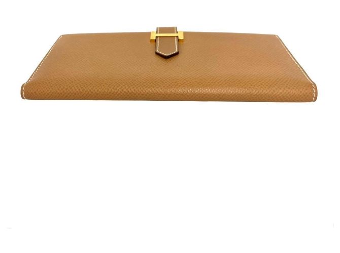 Hermès Portafoglio lungo Hermes Vintage Bearn in pelle Courchevel Marrone - vista 6