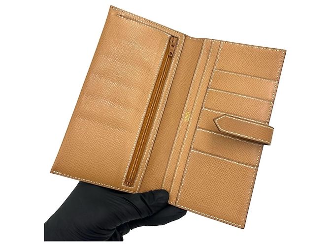 Hermès Portafoglio lungo Hermes Vintage Bearn in pelle Courchevel Marrone - vista 7
