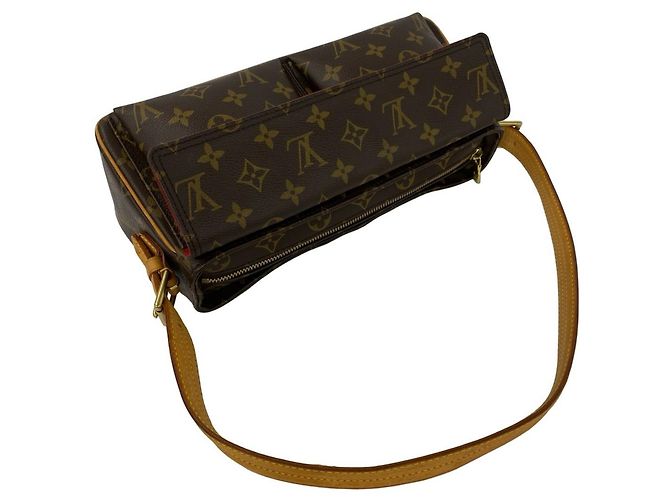 Bolsa de Ombro Louis Vuitton Vivacite MM Monogram em Couro Marrom - vista 4