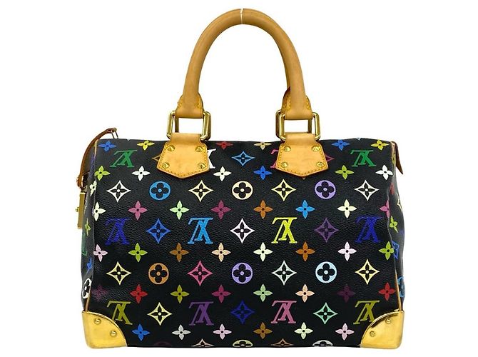 Borsa a mano Louis Vuitton Speedy 30 Monogram Multicolor in pelle Nero - vista 3