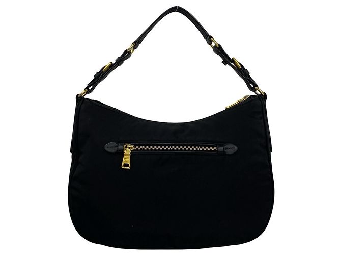 Borsa Prada in nylon Tessuto Pocono e pelle con logo triangolare in metallo Nero - vista 3