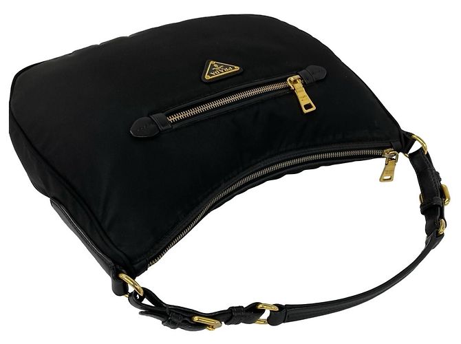 Borsa Prada in nylon Tessuto Pocono e pelle con logo triangolare in metallo Nero - vista 4