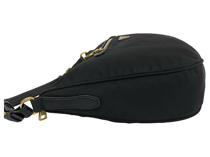 Borsa Prada in nylon Tessuto Pocono e pelle con logo triangolare in metallo Nero - vista 5