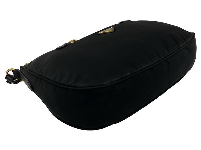 Borsa Prada in nylon Tessuto Pocono e pelle con logo triangolare in metallo Nero - vista 7