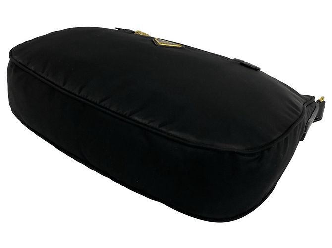 Borsa Prada in nylon Tessuto Pocono e pelle con logo triangolare in metallo Nero - vista 8