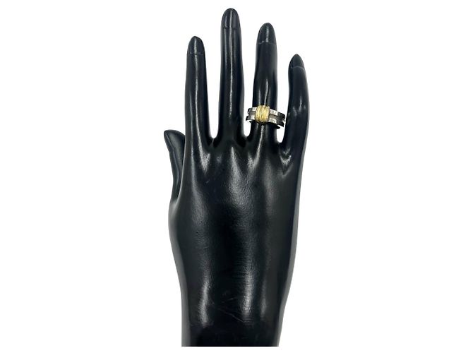 Autre Marque Anello Tiffany Grooved in argento sterling e oro giallo D'oro - vista 2