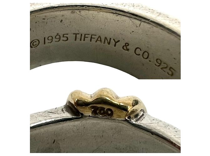 Autre Marque Anello Tiffany Grooved in argento sterling e oro giallo D'oro - vista 3