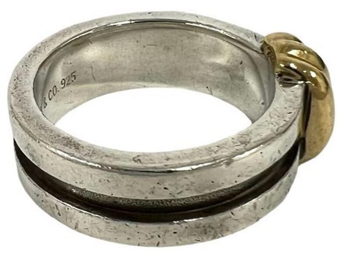 Autre Marque Anello Tiffany Grooved in argento sterling e oro giallo D'oro - vista 5