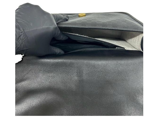 Borsa a tracolla in pelle Gucci Old Sherry Line Micro GG Logo Nero - vista 10