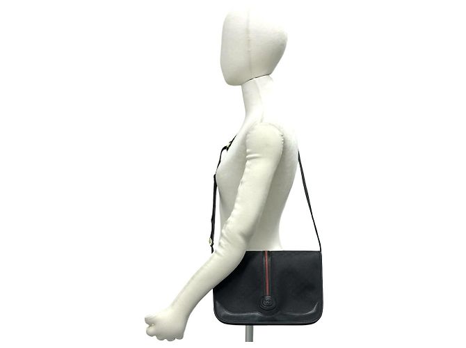 Borsa a tracolla in pelle Gucci Old Sherry Line Micro GG Logo Nero - vista 2