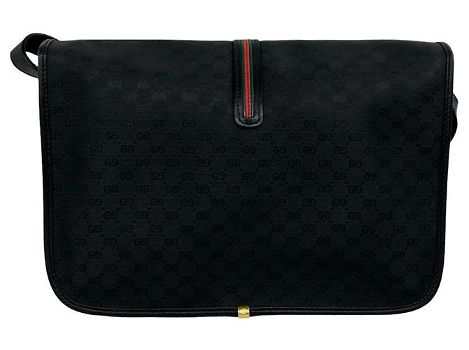 Borsa a tracolla in pelle Gucci Old Sherry Line Micro GG Logo Nero - vista 3