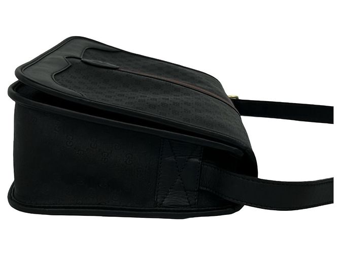 Borsa a tracolla in pelle Gucci Old Sherry Line Micro GG Logo Nero - vista 6