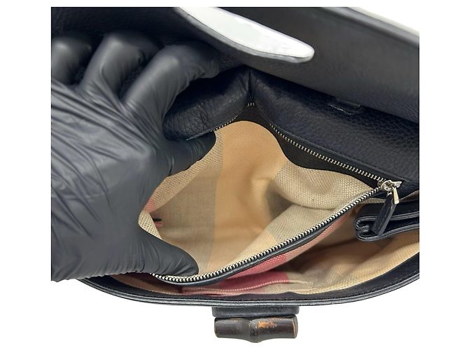 Borsa a tracolla 2-way GUCCI Daily Bamboo in pelle Nero - vista 10