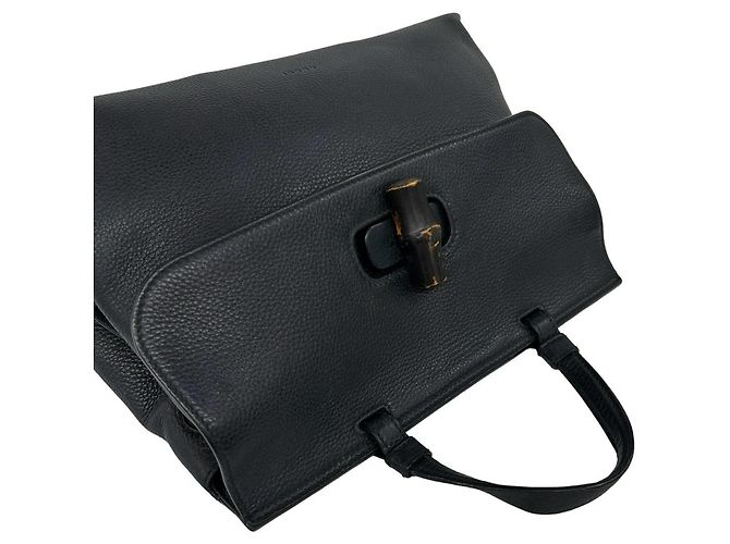 Borsa a tracolla 2-way GUCCI Daily Bamboo in pelle Nero - vista 4