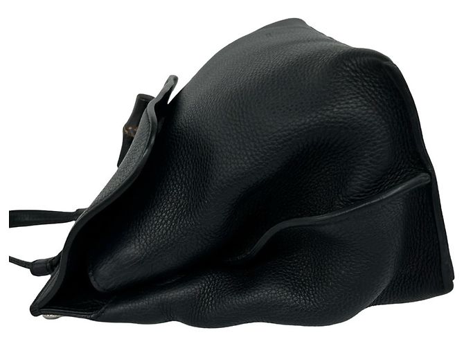 Borsa a tracolla 2-way GUCCI Daily Bamboo in pelle Nero - vista 5