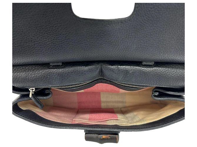 Borsa a tracolla 2-way GUCCI Daily Bamboo in pelle Nero - vista 9