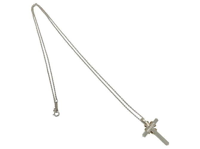Autre Marque Collana Croce Tiffany Vintage Signature Argento D'oro - vista 6
