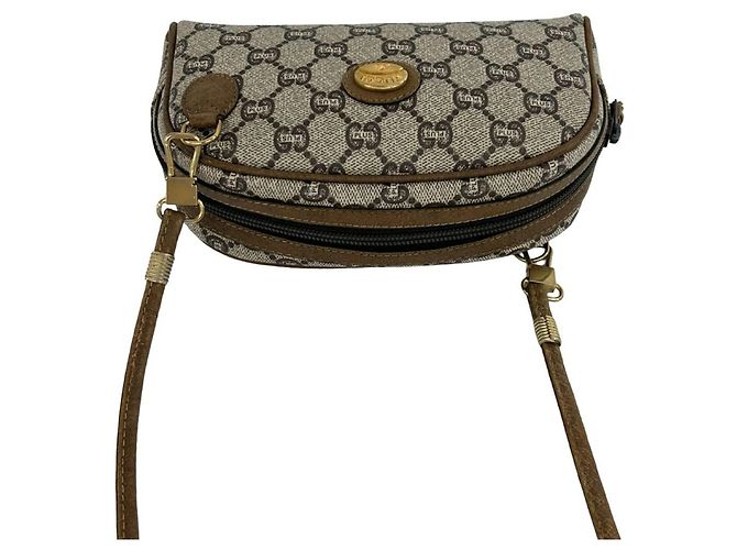 Mini borsa a tracolla in pelle con motivo logo GUCCI Marrone - vista 4
