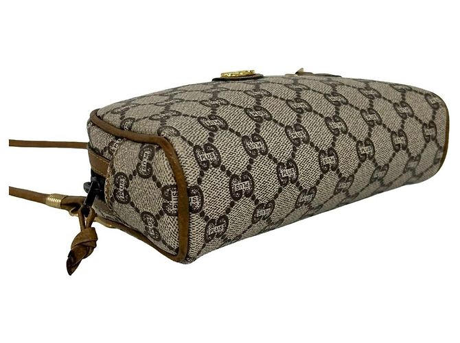 Mini borsa a tracolla in pelle con motivo logo GUCCI Marrone - vista 7