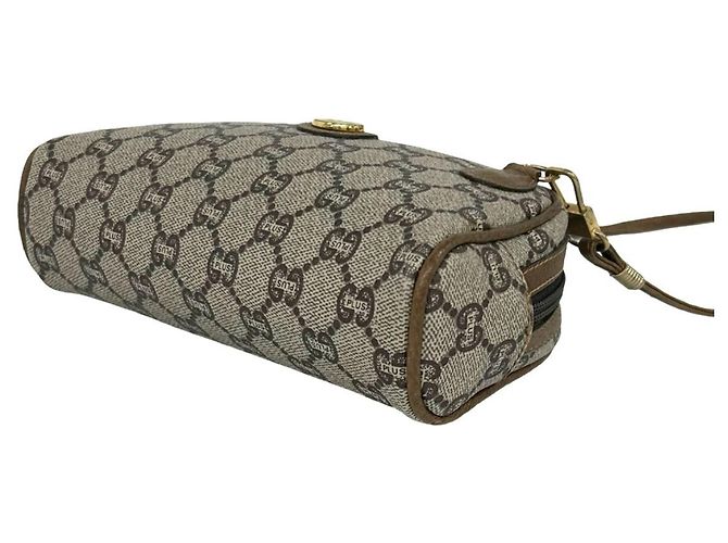 Mini borsa a tracolla in pelle con motivo logo GUCCI Marrone - vista 8