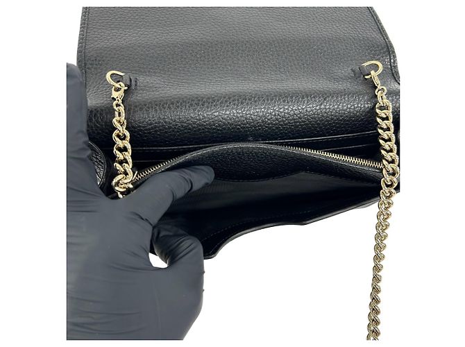 Borsa a tracolla portafoglio Gucci Soho Interlocking G in pelle con catena Nero - vista 10