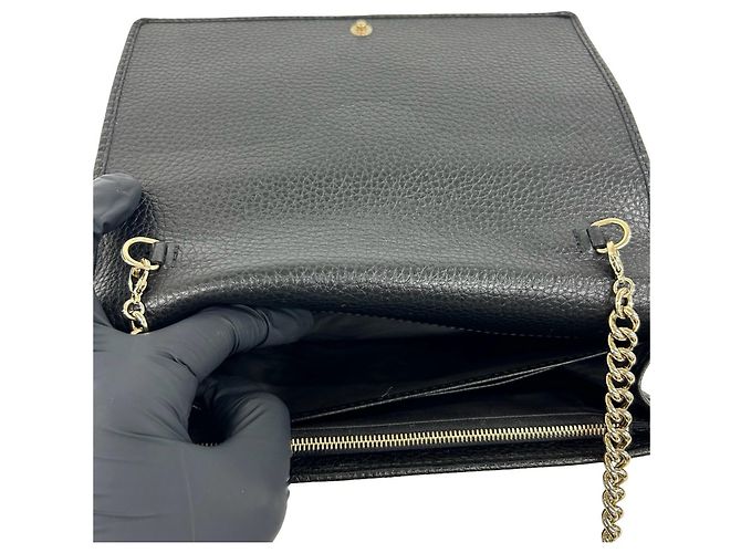 Borsa a tracolla portafoglio Gucci Soho Interlocking G in pelle con catena Nero - vista 11