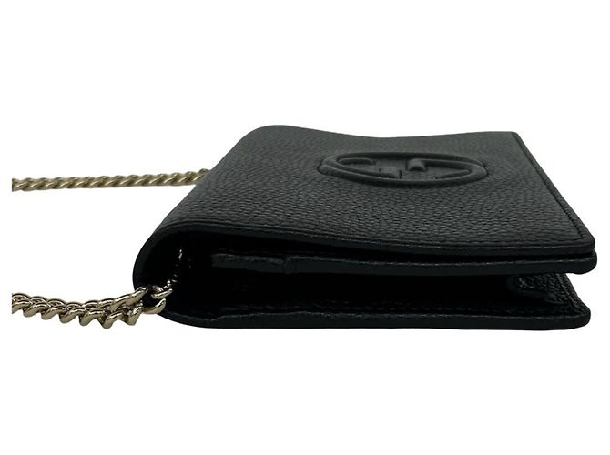Borsa a tracolla portafoglio Gucci Soho Interlocking G in pelle con catena Nero - vista 5
