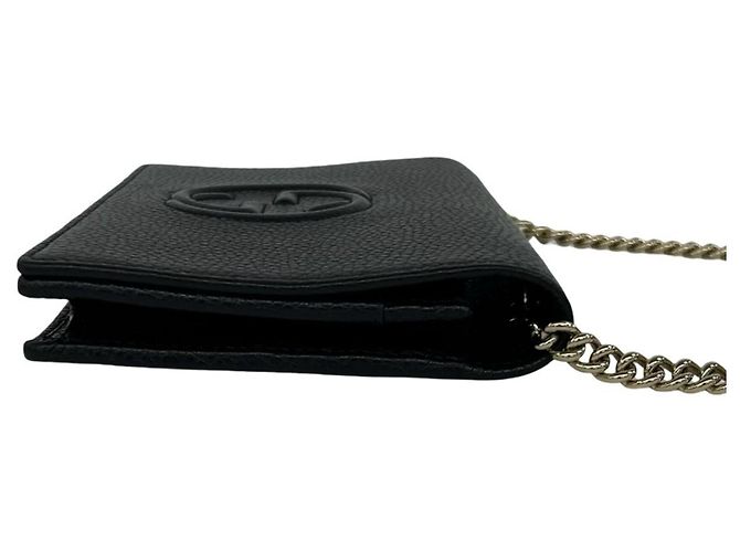 Borsa a tracolla portafoglio Gucci Soho Interlocking G in pelle con catena Nero - vista 6