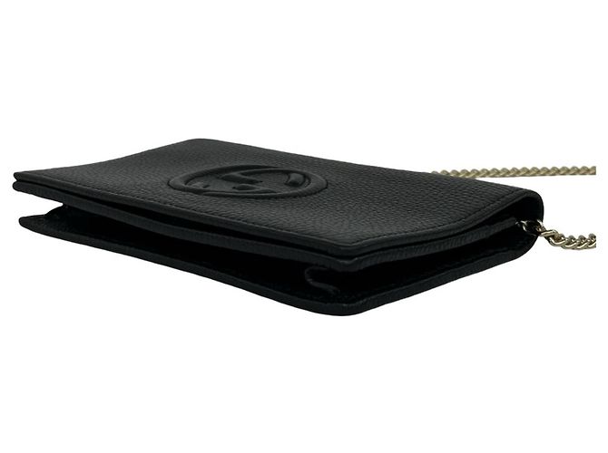 Borsa a tracolla portafoglio Gucci Soho Interlocking G in pelle con catena Nero - vista 8