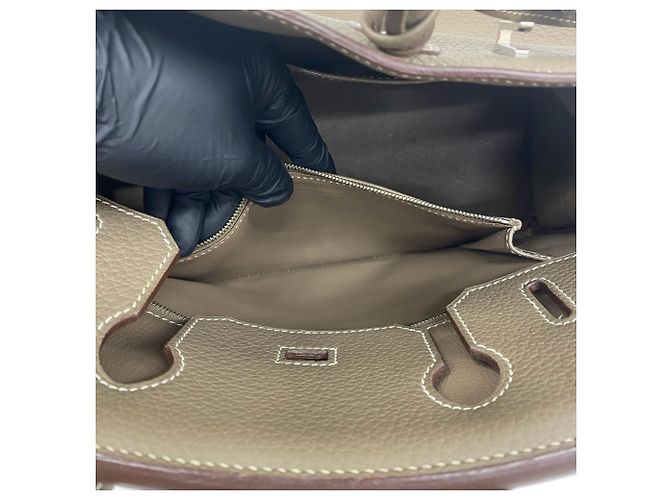 Hermès Borsa Hermes Birkin 30 in pelle Taurillon Clemence Marrone - vista 10