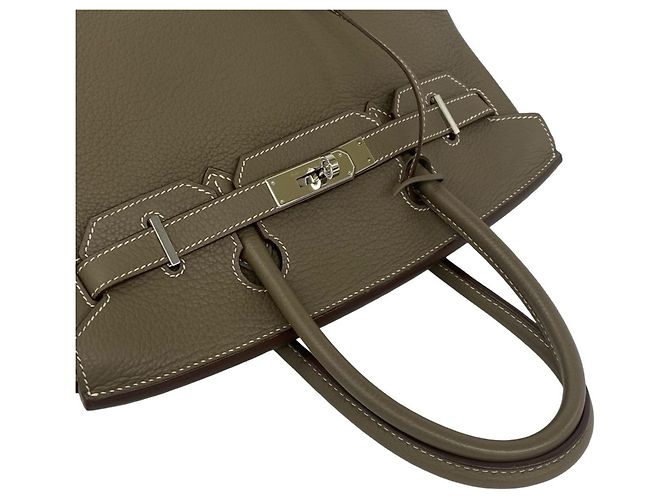 Hermès Borsa Hermes Birkin 30 in pelle Taurillon Clemence Marrone - vista 4