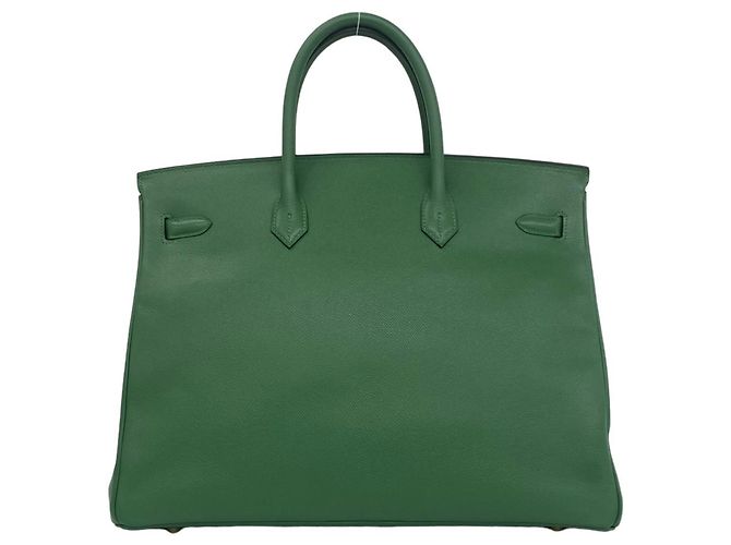 Hermès Borsa a mano Hermes Birkin 40 in pelle Courchevel Verde - vista 3