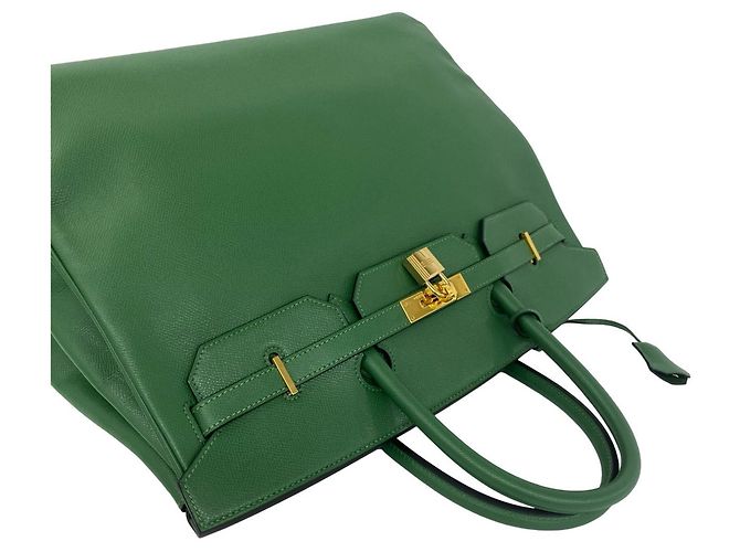 Hermès Borsa a mano Hermes Birkin 40 in pelle Courchevel Verde - vista 4