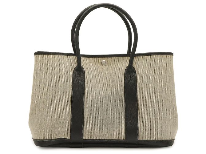 Hermès Borsa Tote Hermes Garden PM con nastro Bolduc Marrone Nero Bianco - vista 2