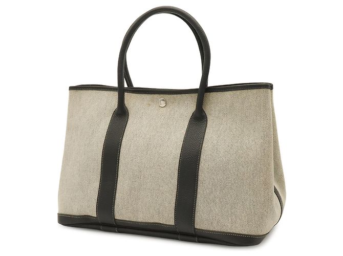 Hermès Borsa Tote Hermes Garden PM con nastro Bolduc Marrone Nero Bianco - vista 3