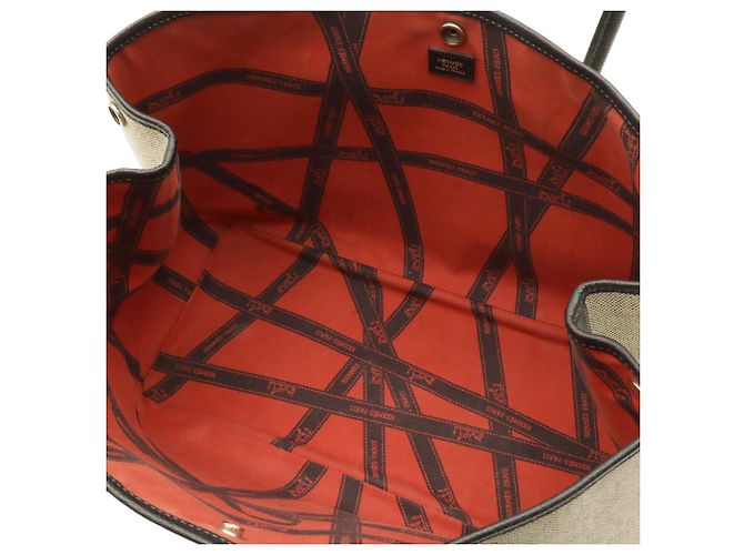 Hermès Borsa Tote Hermes Garden PM con nastro Bolduc Marrone Nero Bianco - vista 6